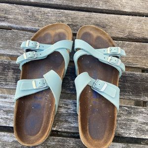 Birkenstock leather sandals.